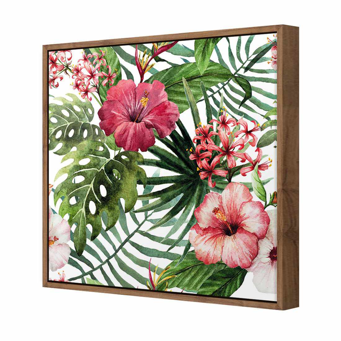 Hibiscus Array Canvas Art-Canvas-Wall Art Designs-30x30cm-Canvas - Natural Frame-Wall Art Designs