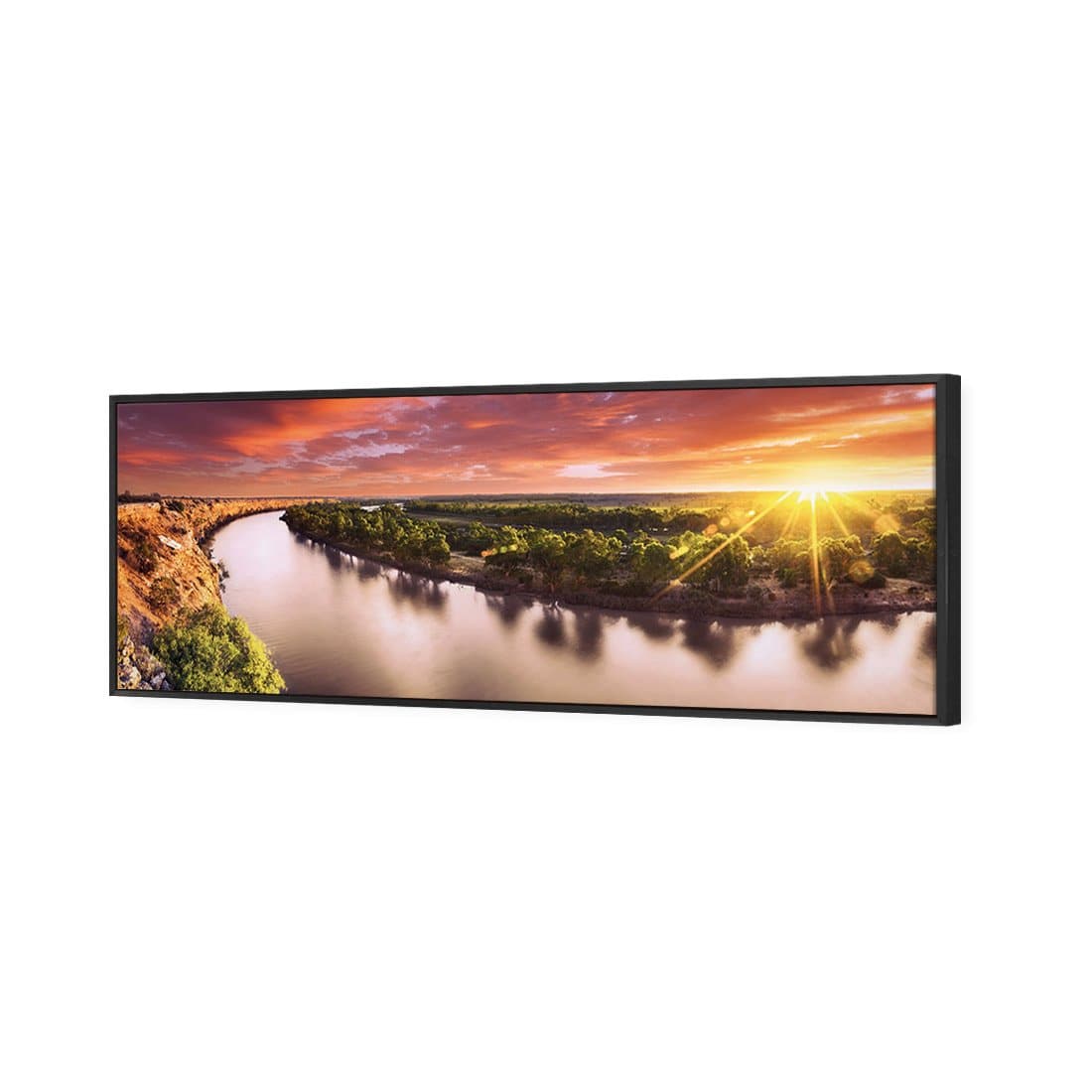 Murray River Sunrise Canvas Art-Canvas-Wall Art Designs-60x20cm-Canvas - Black Frame-Wall Art Designs