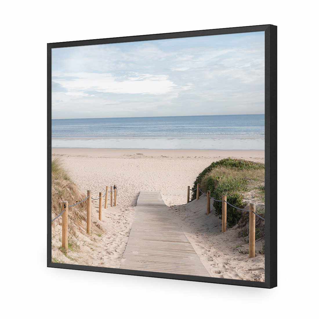 Pathway To The Sea, Square-Acrylic-Wall Art Design-Without Border-Acrylic - Black Frame-37x37cm-Wall Art Designs