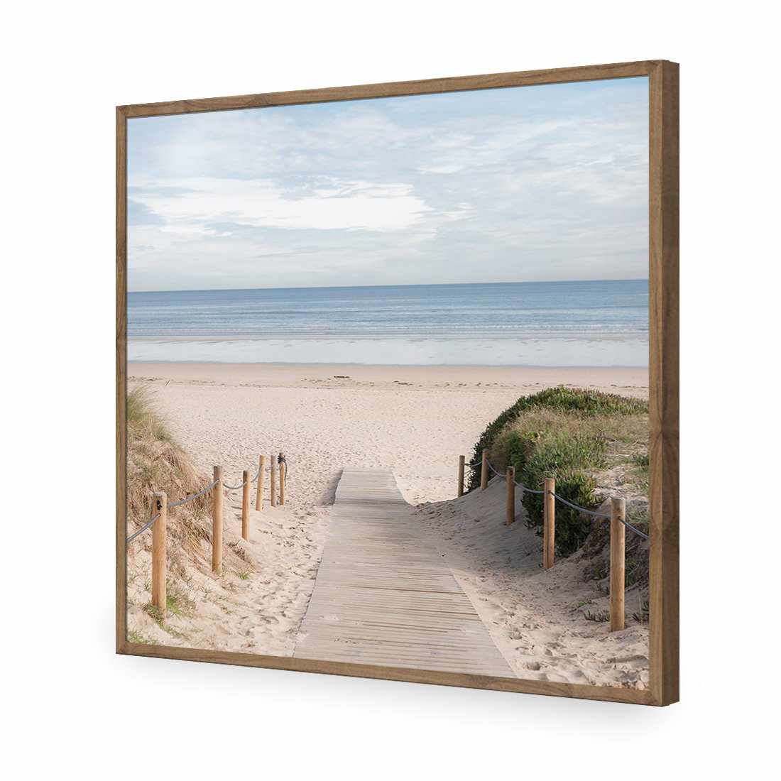 Pathway To The Sea, Square-Acrylic-Wall Art Design-Without Border-Acrylic - Natural Frame-37x37cm-Wall Art Designs