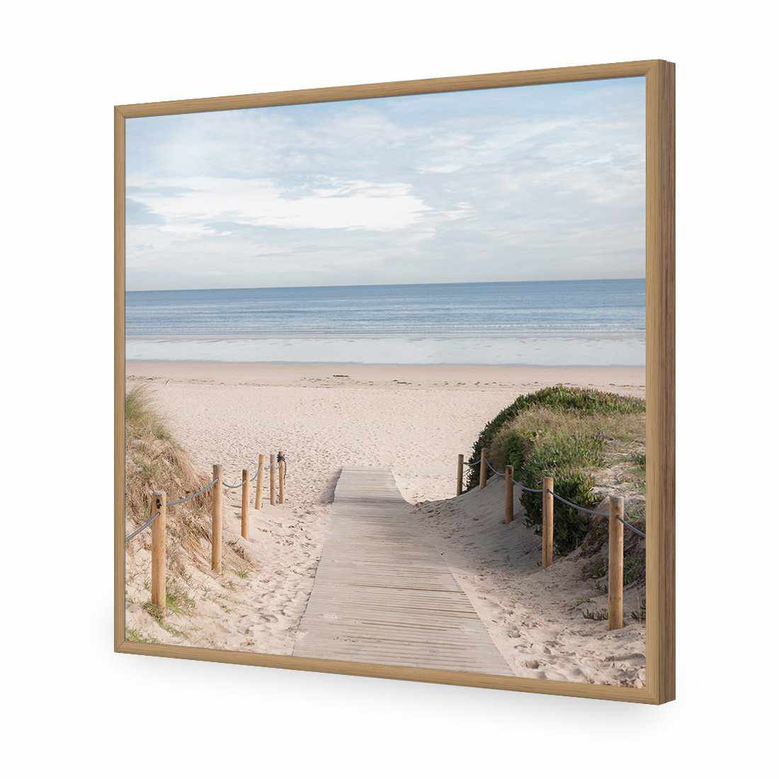 Pathway To The Sea, Square-Acrylic-Wall Art Design-Without Border-Acrylic - Oak Frame-37x37cm-Wall Art Designs