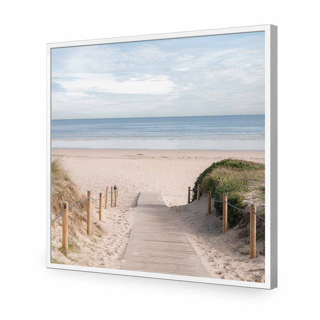 Pathway To The Sea, Square-Acrylic-Wall Art Design-Without Border-Acrylic - White Frame-37x37cm-Wall Art Designs