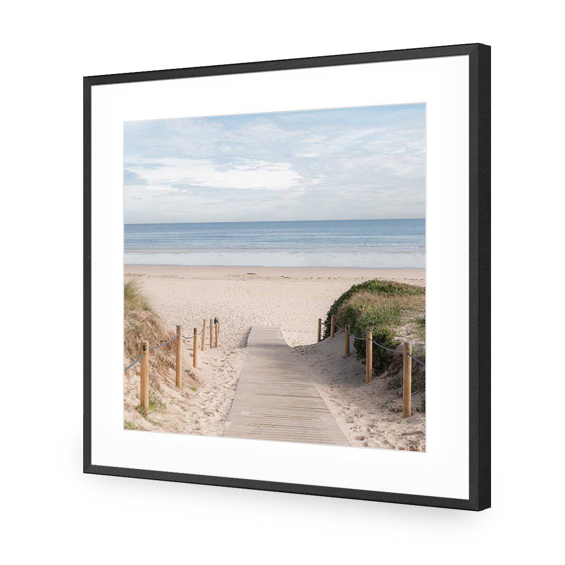 Pathway To The Sea, Square-Acrylic-Wall Art Design-With Border-Acrylic - Black Frame-37x37cm-Wall Art Designs