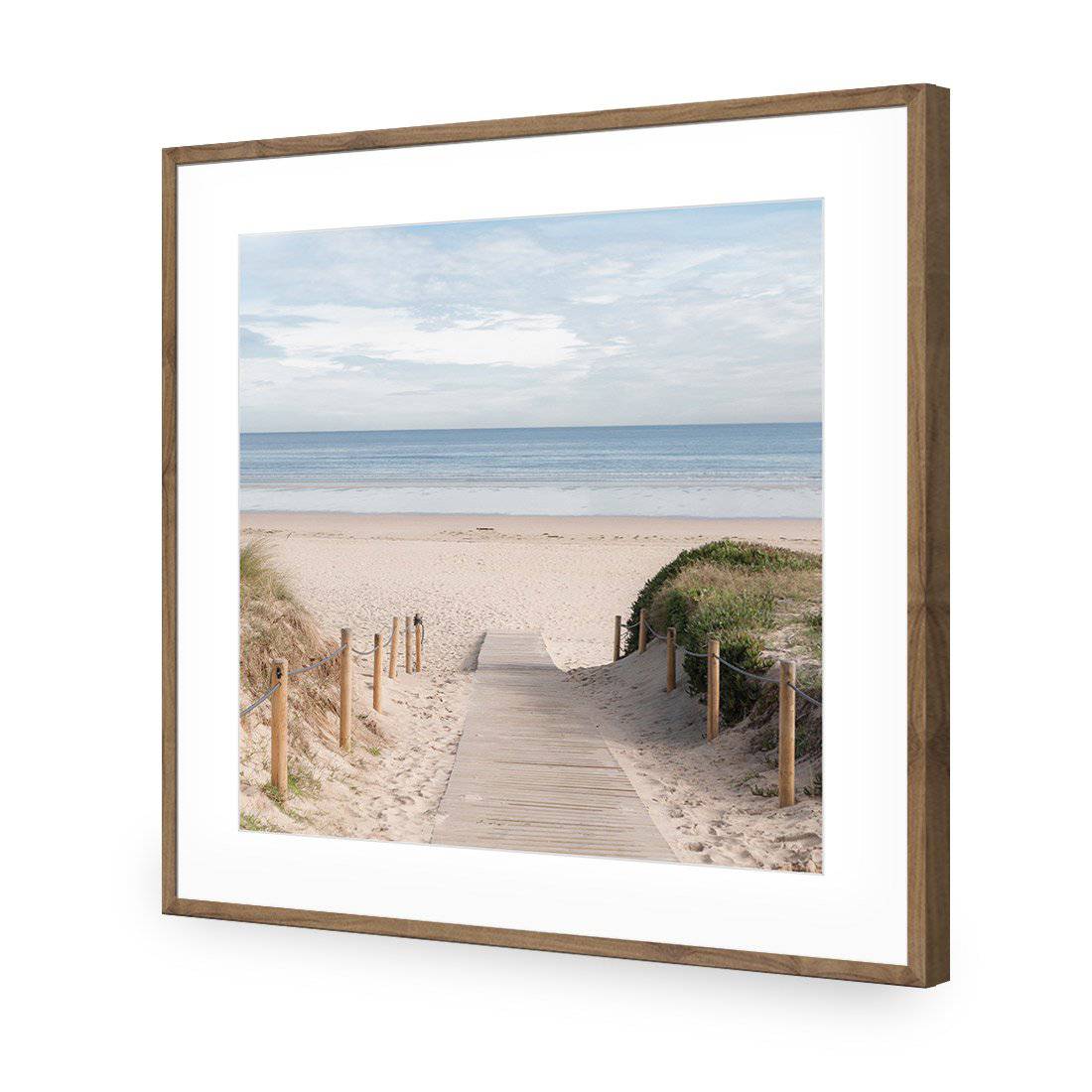 Pathway To The Sea, Square | Classic Acrylic | Flat Frame With Border | Natural