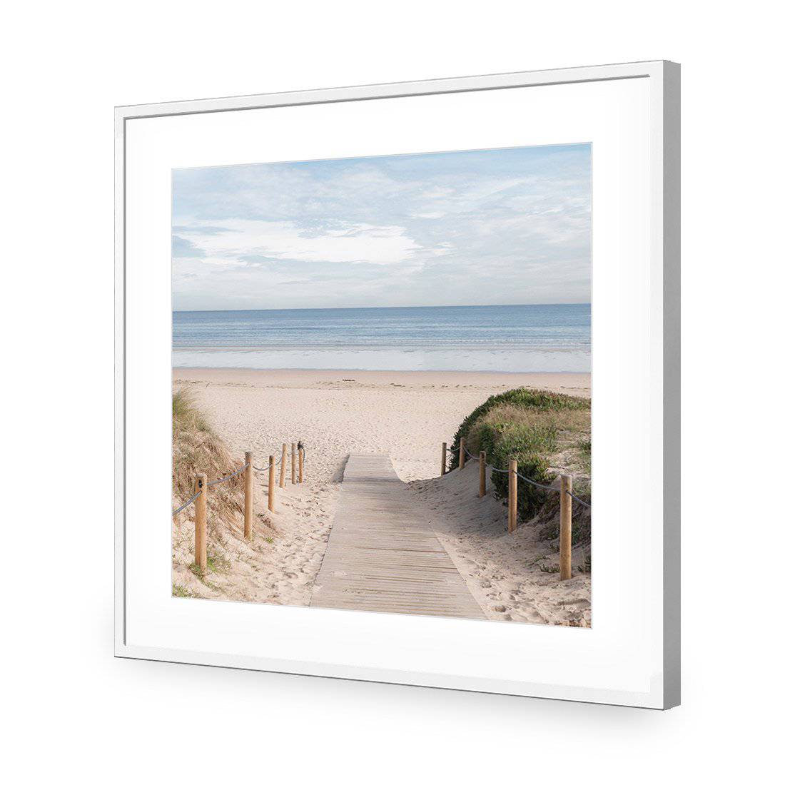 Pathway To The Sea, Square-Acrylic-Wall Art Design-With Border-Acrylic - White Frame-37x37cm-Wall Art Designs