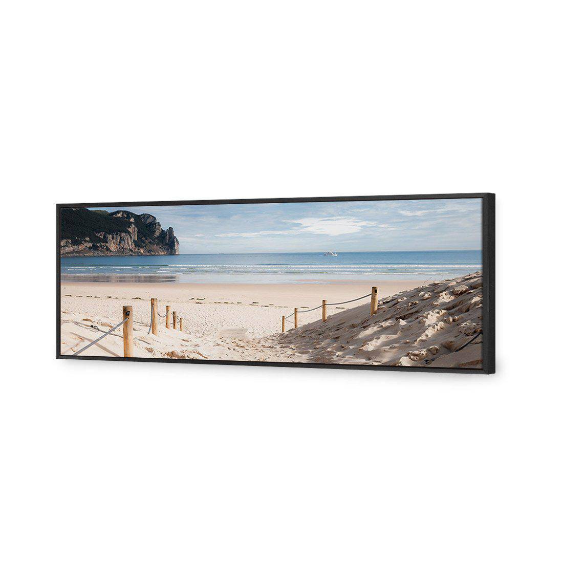 Tranquil Beach, Long | Classic Canvas | Floating Frame | Black