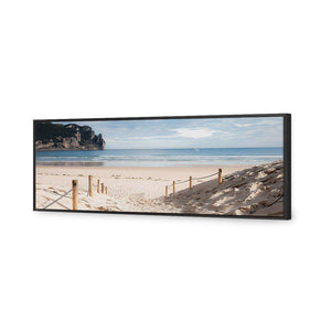 Tranquil Beach, Long | Classic Canvas | Floating Frame | Black