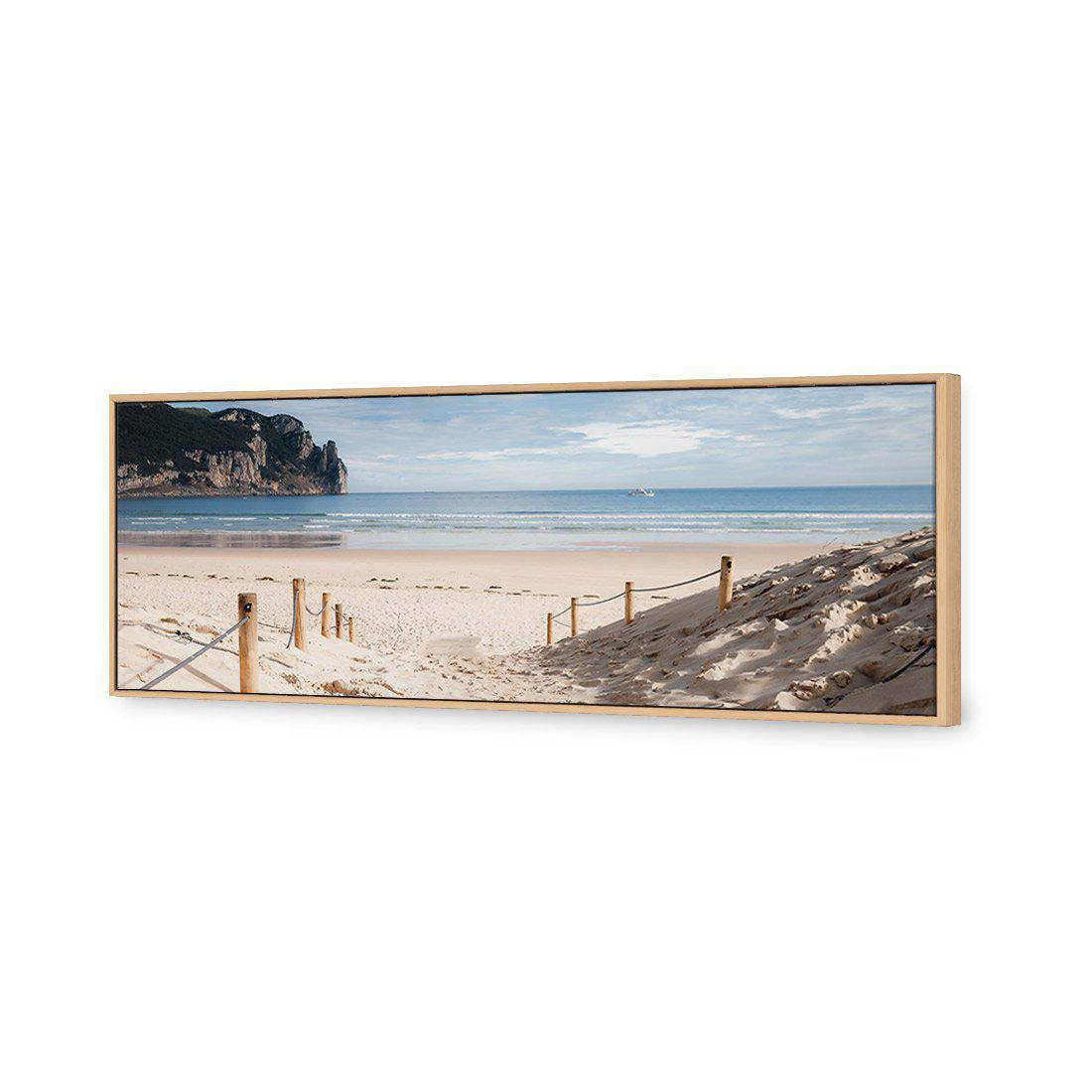 Tranquil Beach, Long | Classic Canvas | Floating Frame | Oak
