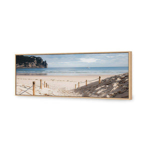 Tranquil Beach, Long | Classic Canvas | Floating Frame | Oak