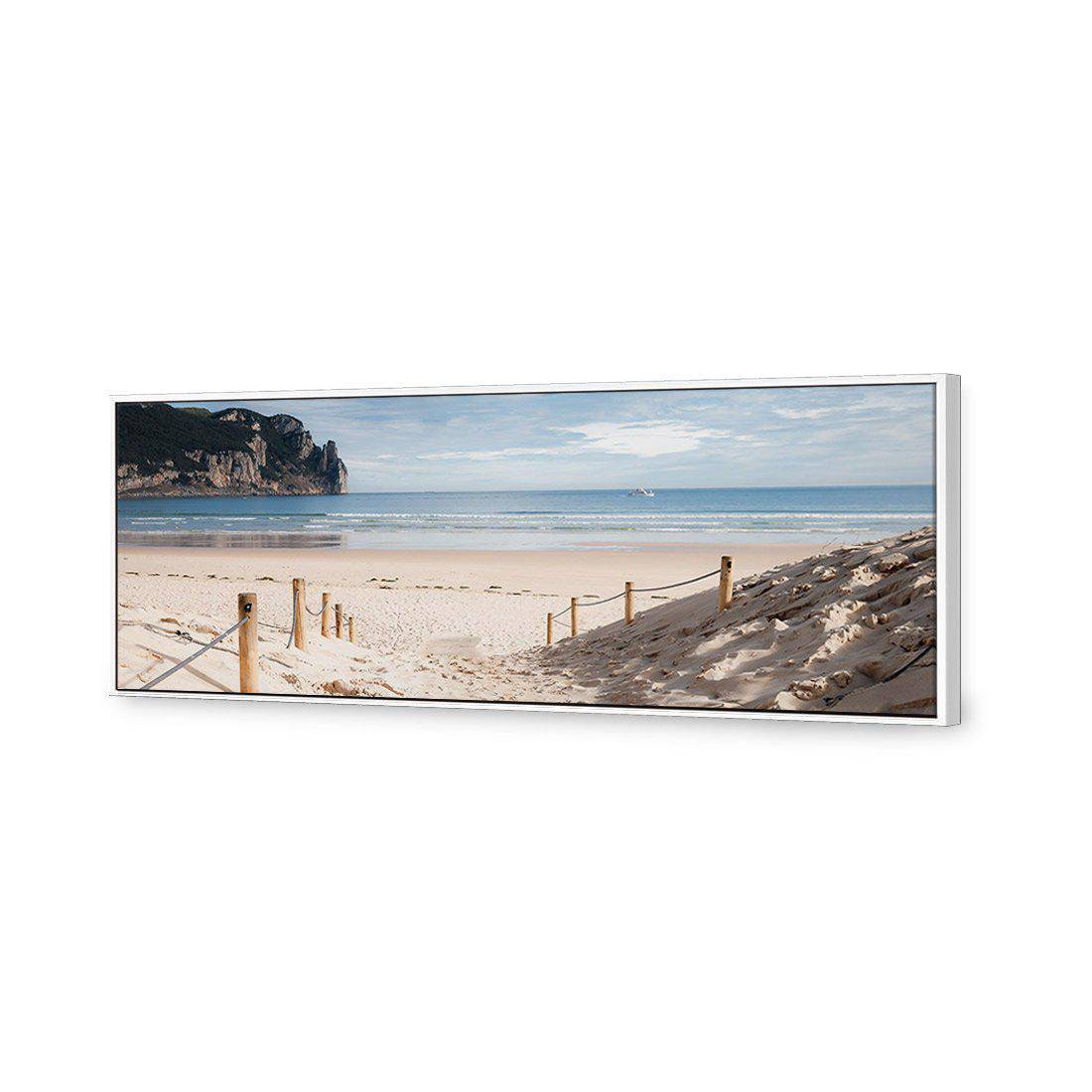 Tranquil Beach, Long | Classic Canvas | Floating Frame | White
