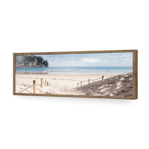 Tranquil Beach, Long | Classic Acrylic | Flat Frame With Border | Natural
