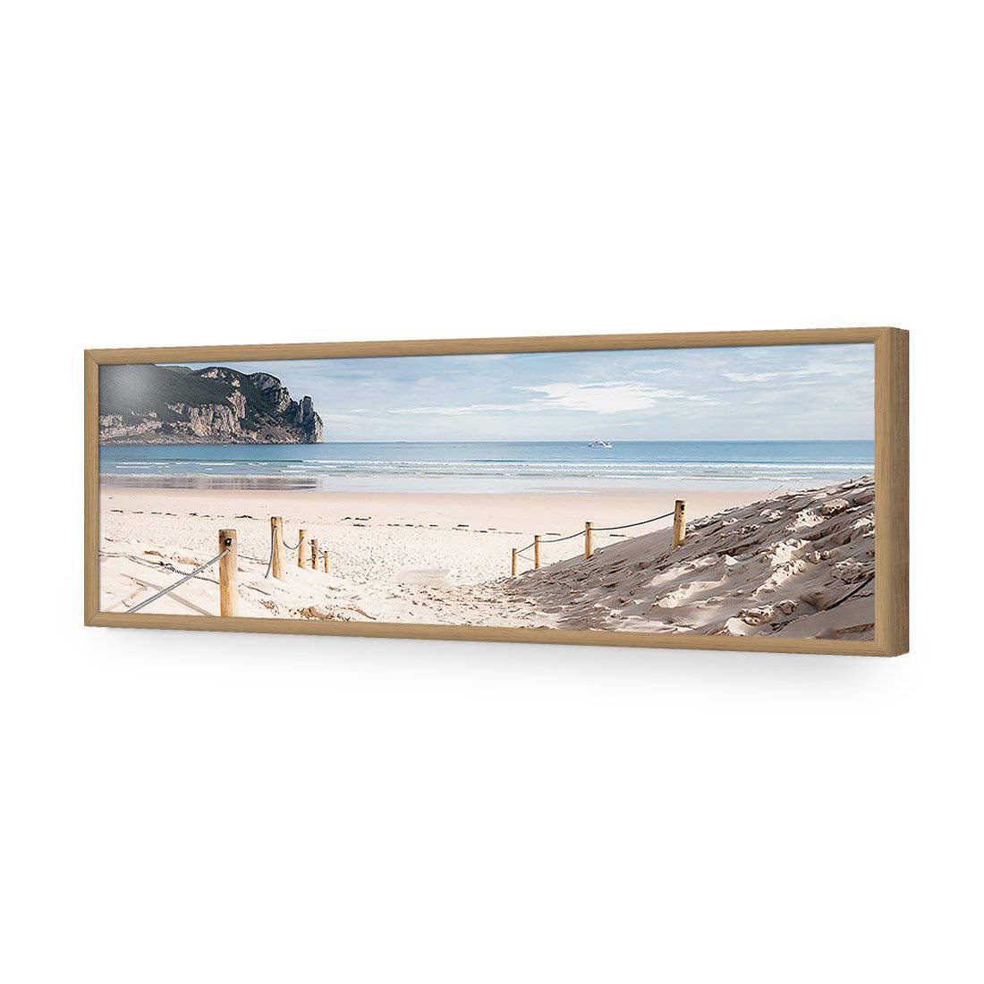 Tranquil Beach, Long | Classic Acrylic | Flat Frame With Border | Oak