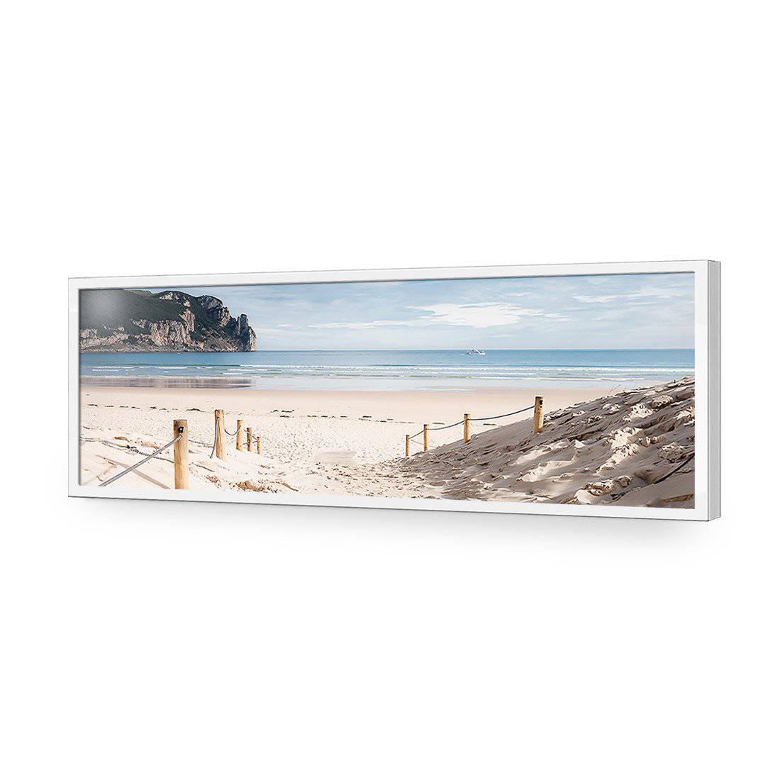 Tranquil Beach, Long-Acrylic-Wall Art Design-Without Border-Acrylic - White Frame-60x20cm-Wall Art Designs