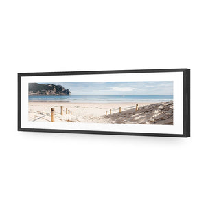 Tranquil Beach, Long | Classic Acrylic | Flat Frame With Border | Black
