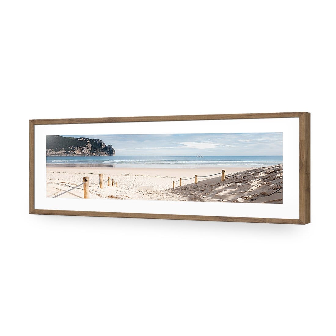 Tranquil Beach, Long-Acrylic-Wall Art Design-Without Border-Acrylic - Natural Frame-60x20cm-Wall Art Designs