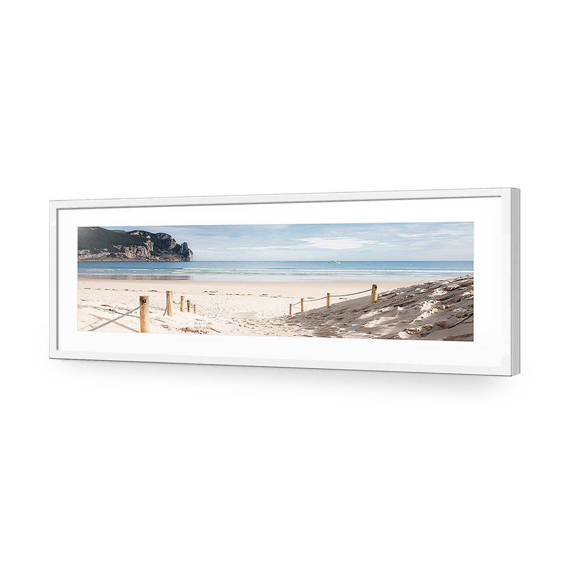 Tranquil Beach, Long | Classic Acrylic | Flat Frame With Border | White