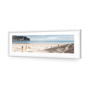 Tranquil Beach, Long | Classic Acrylic | Flat Frame With Border | White