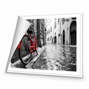 Retro Bike on Cobbles | Classic Canvas | No Frame | Rolled Canvas