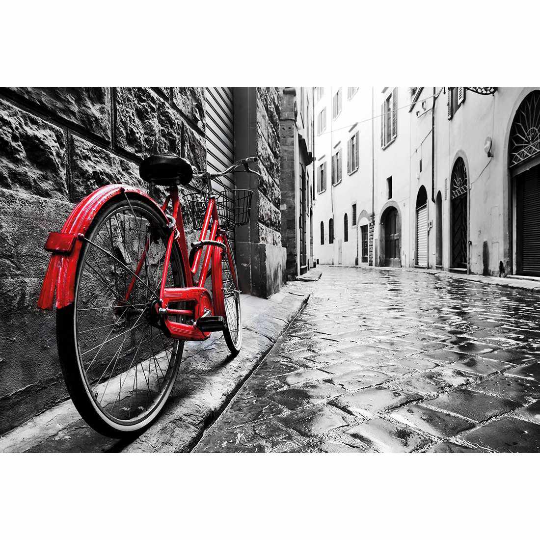 Retro Bike on Cobbles Canvas Art-Canvas-Wall Art Designs-45x30cm-Canvas - No Frame-Wall Art Designs