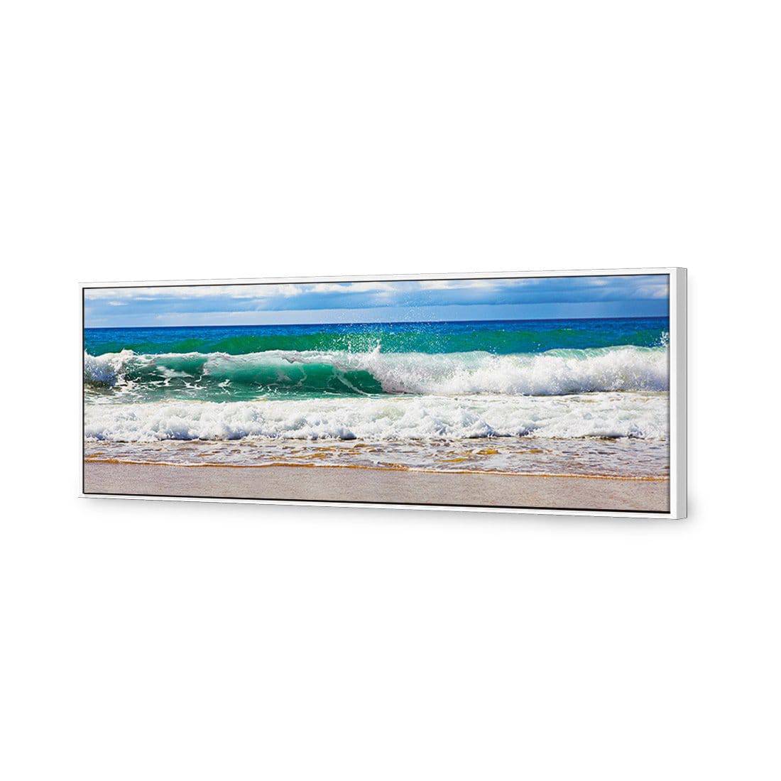 Green Wave Canvas Art-Canvas-Wall Art Designs-60x20cm-Canvas - White Frame-Wall Art Designs