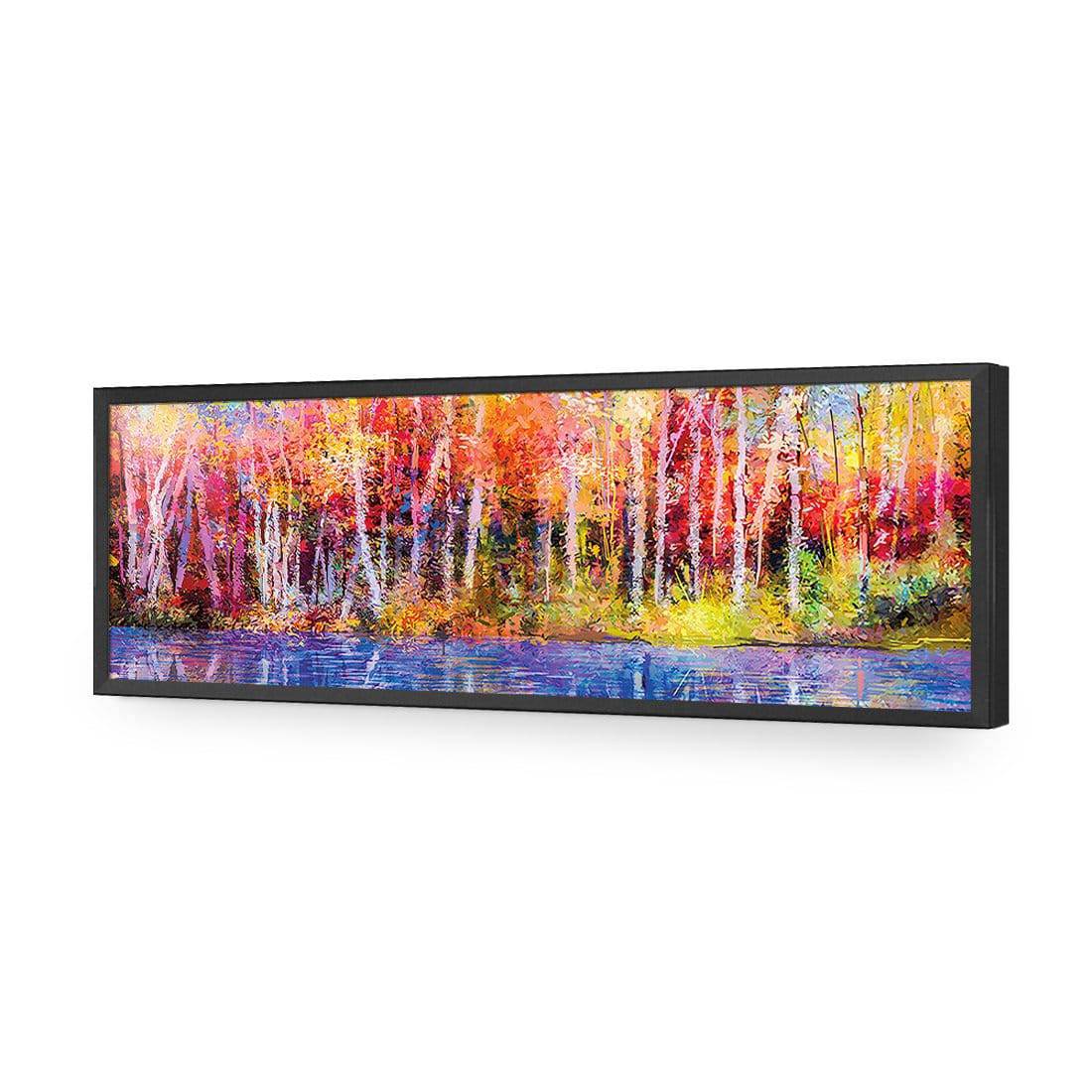 Rainbow Tree Forest, Long-Acrylic-Wall Art Design-Without Border-Acrylic - Black Frame-60x20cm-Wall Art Designs