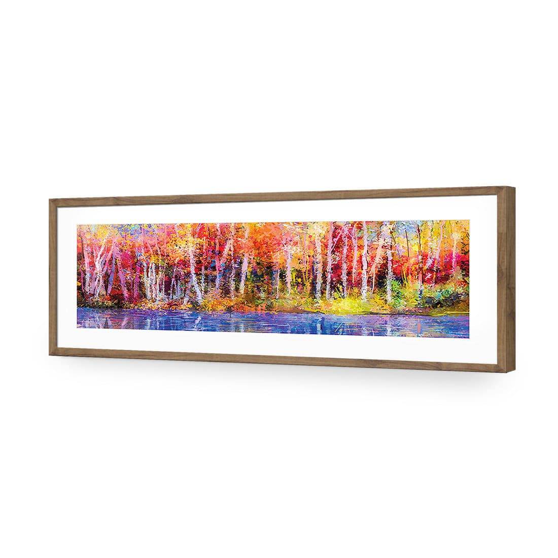 Rainbow Tree Forest, Long-Acrylic-Wall Art Design-With Border-Acrylic - Natural Frame-60x20cm-Wall Art Designs