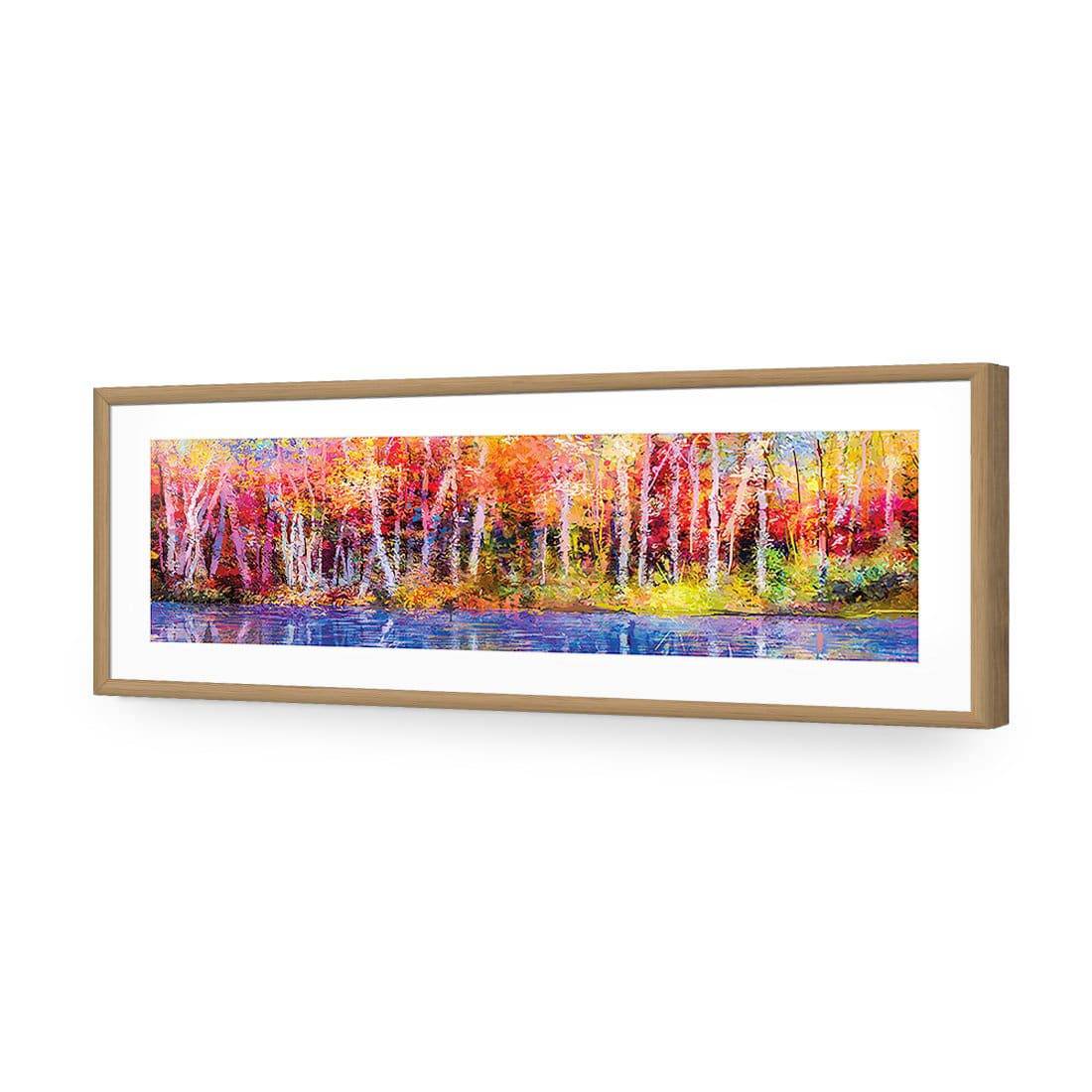 Rainbow Tree Forest, Long-Acrylic-Wall Art Design-With Border-Acrylic - Oak Frame-60x20cm-Wall Art Designs