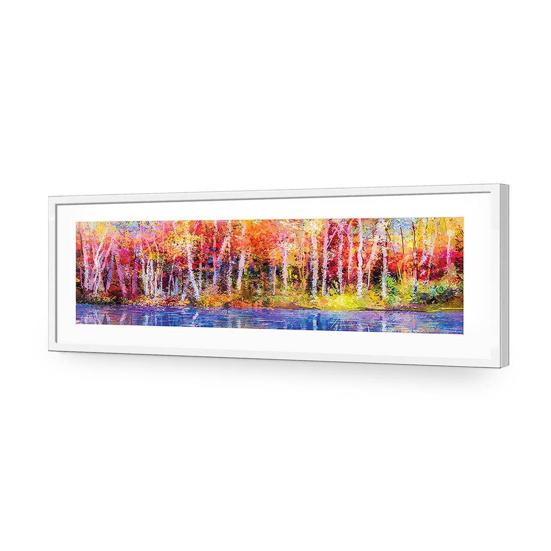 Rainbow Tree Forest, Long-Acrylic-Wall Art Design-With Border-Acrylic - White Frame-60x20cm-Wall Art Designs