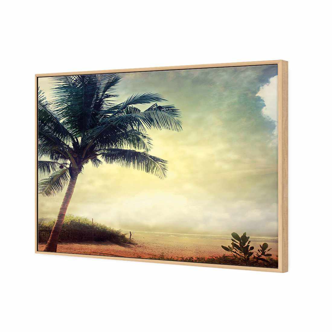 Vintage Palm Beach Canvas Art-Canvas-Wall Art Designs-45x30cm-Canvas - Oak Frame-Wall Art Designs