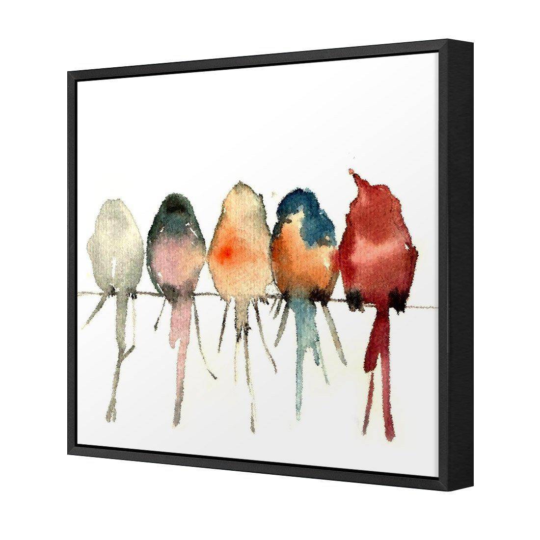 Watercolour Birds on Branch | Classic Canvas | Floating Frame | Black