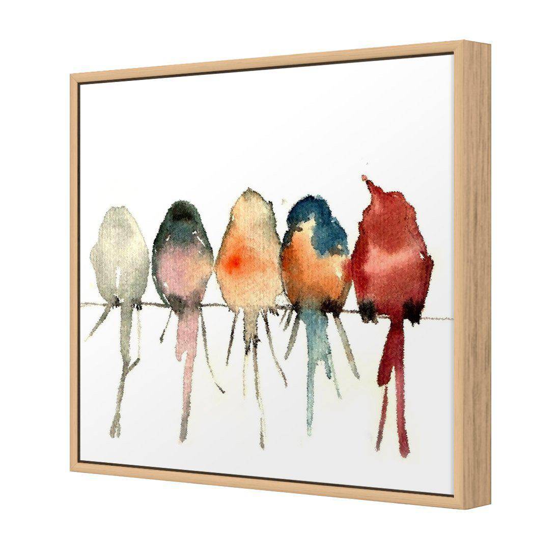 Watercolour Birds on Branch Canvas Art-Canvas-Wall Art Designs-30x30cm-Canvas - Oak Frame-Wall Art Designs