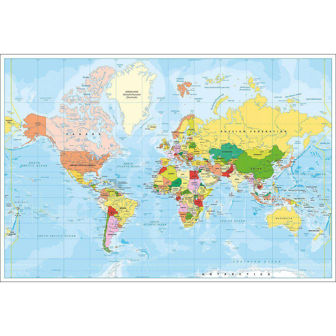 Political Map of the World Canvas Art-Canvas-Wall Art Designs-45x30cm-Canvas - No Frame-Wall Art Designs