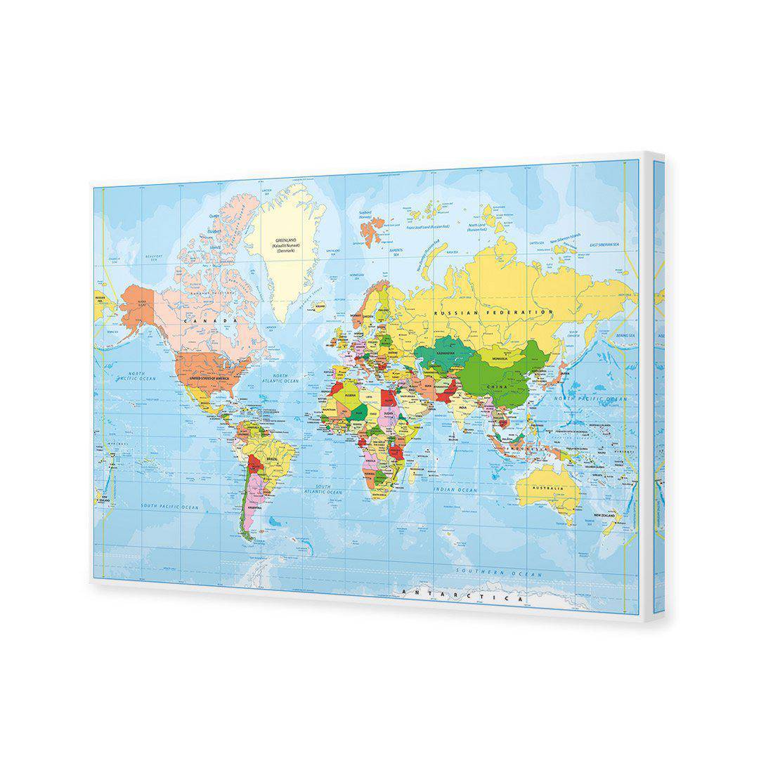 Political Map of the World Canvas Art-Canvas-Wall Art Designs-45x30cm-Canvas - No Frame-Wall Art Designs