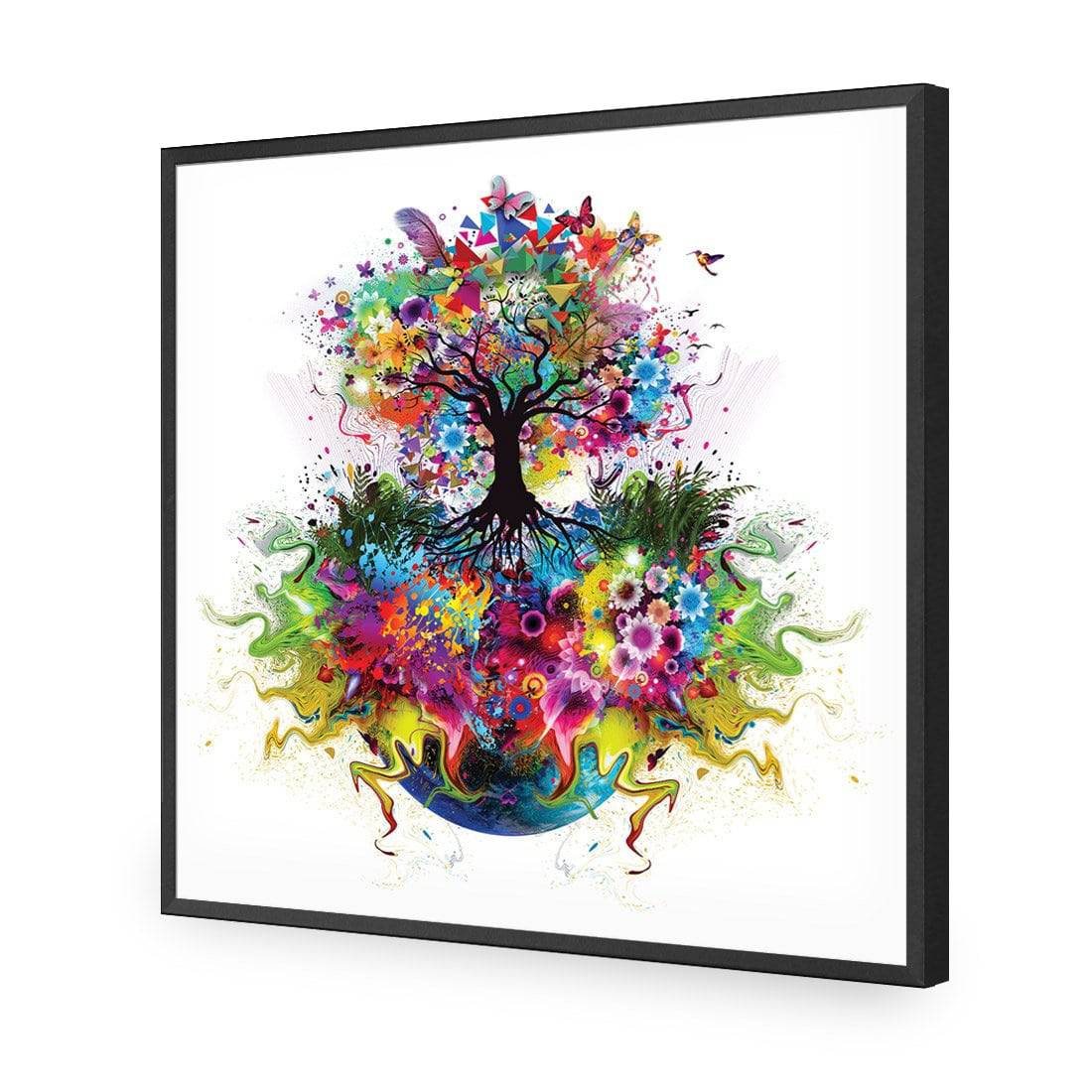 Flower Power, Square-Acrylic-Wall Art Design-Without Border-Acrylic - Black Frame-37x37cm-Wall Art Designs