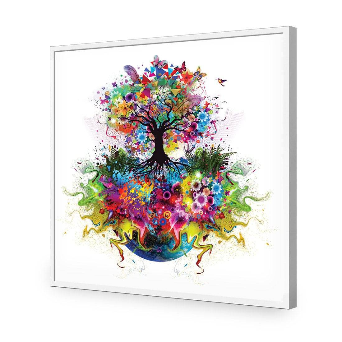 Flower Power, Square-Acrylic-Wall Art Design-Without Border-Acrylic - White Frame-37x37cm-Wall Art Designs