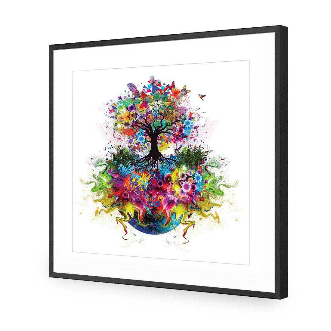 Flower Power, Square-Acrylic-Wall Art Design-With Border-Acrylic - Black Frame-37x37cm-Wall Art Designs