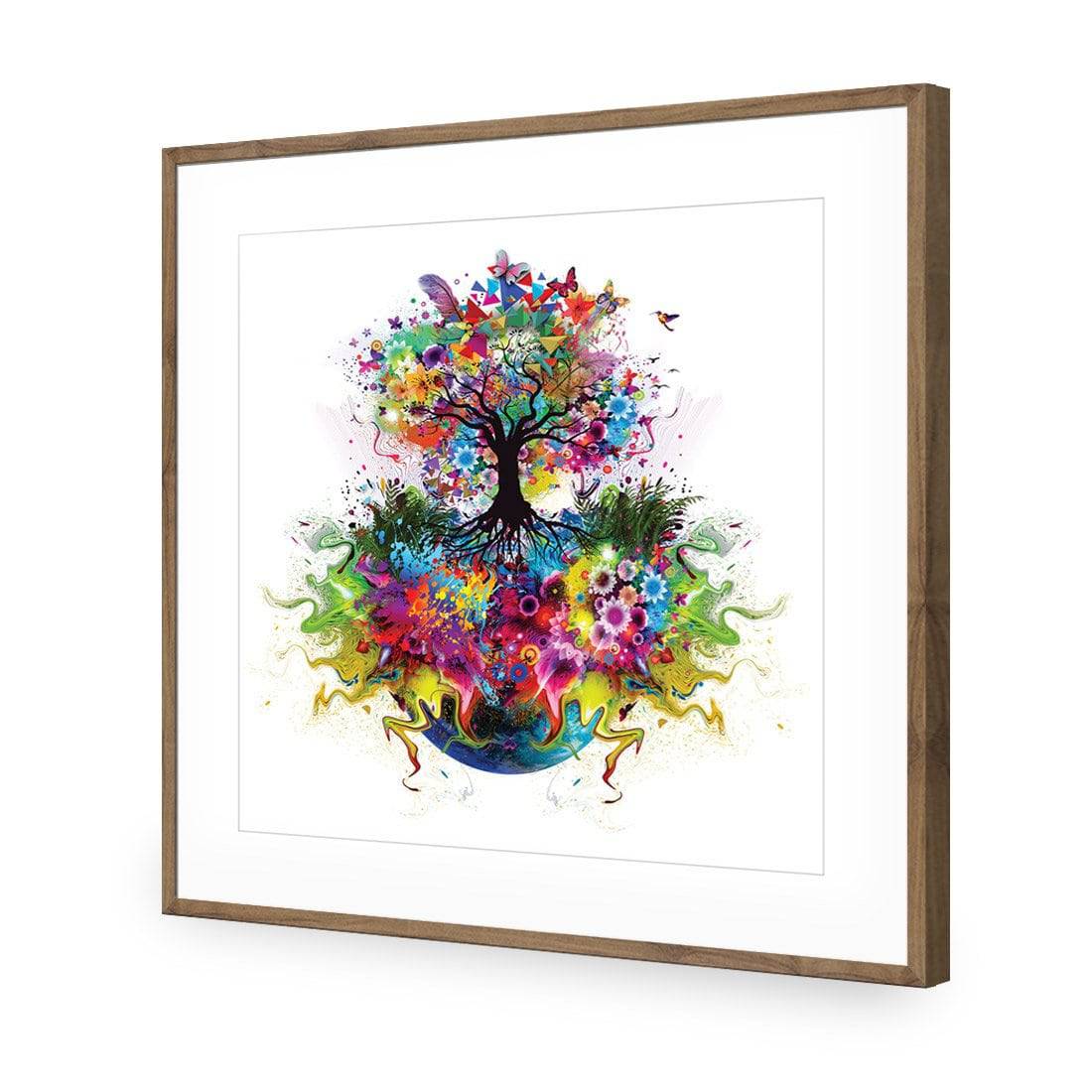 Flower Power, Square-Acrylic-Wall Art Design-With Border-Acrylic - Natural Frame-37x37cm-Wall Art Designs