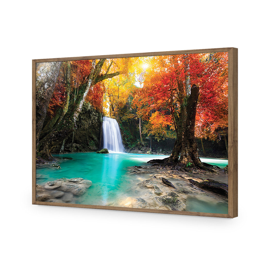 Autumn Waterfall Magic Acrylic Glass Art-Acrylic-Wall Art Design-Without Border-Acrylic - Natural Frame-45x30cm-Wall Art Designs