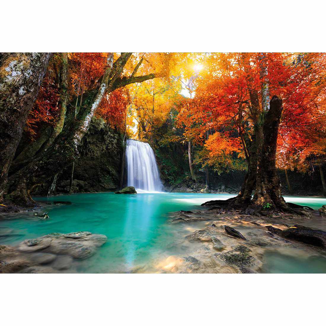 Autumn Waterfall Magic Canvas Art-Canvas-Wall Art Designs-45x30cm-Canvas - No Frame-Wall Art Designs