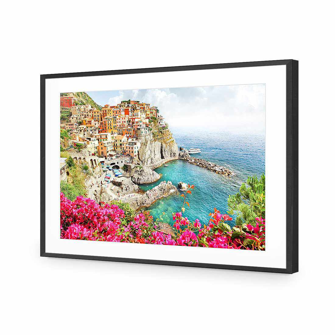 Cinque Terre in Italy-Acrylic-Wall Art Design-With Border-Acrylic - Black Frame-45x30cm-Wall Art Designs