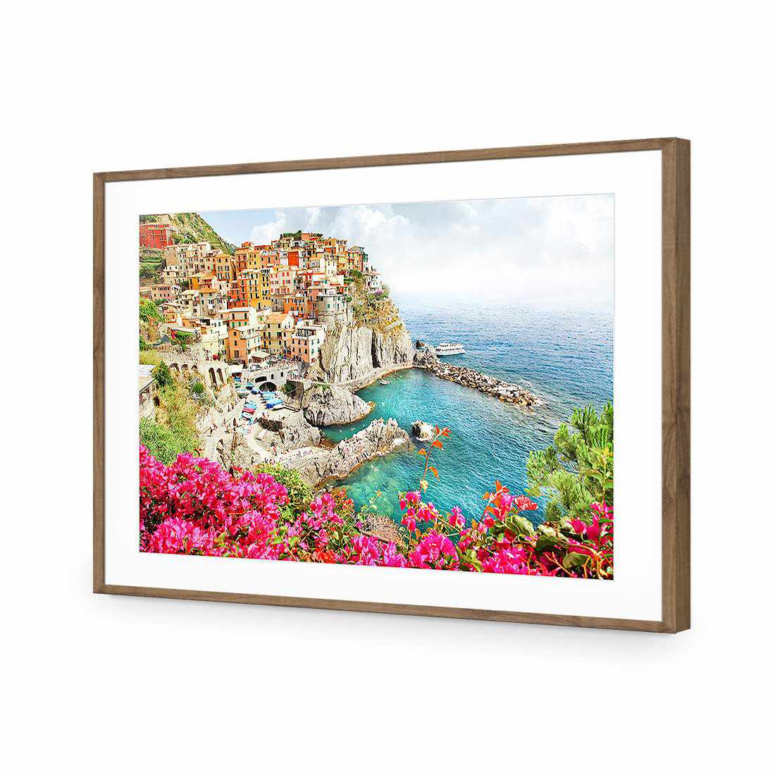 Cinque Terre in Italy-Acrylic-Wall Art Design-With Border-Acrylic - Natural Frame-45x30cm-Wall Art Designs
