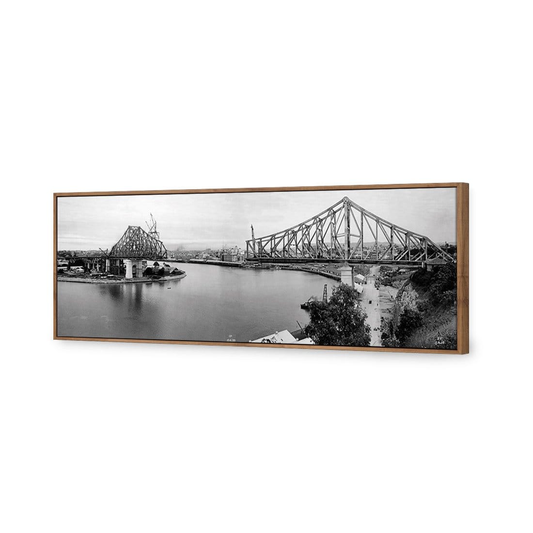 Story Bridge Construction 1939 Canvas Art-Canvas-Wall Art Designs-60x20cm-Canvas - Natural Frame-Wall Art Designs