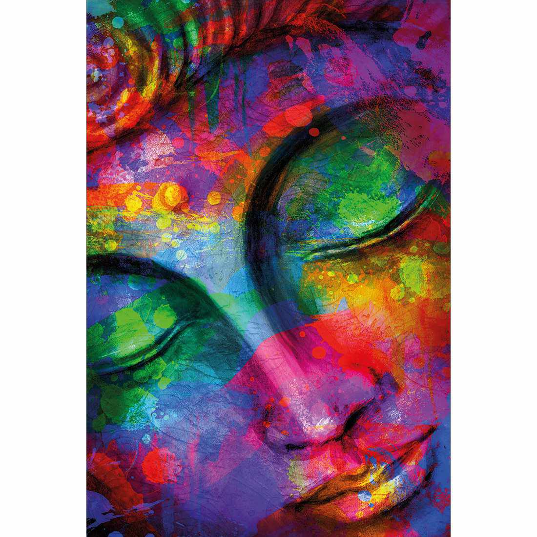 Rainbow Buddha Canvas Art-Canvas-Wall Art Designs-45x30cm-Canvas - No Frame-Wall Art Designs