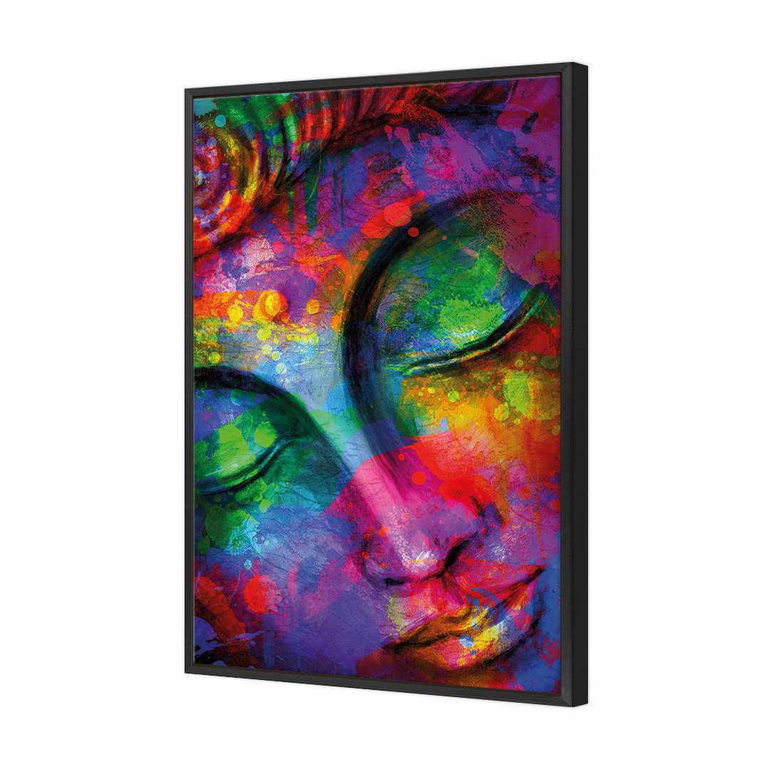 Rainbow Buddha Canvas Art-Canvas-Wall Art Designs-45x30cm-Canvas - Black Frame-Wall Art Designs