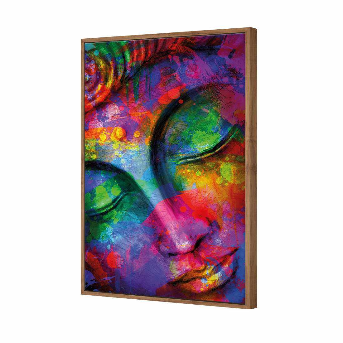 Rainbow Buddha Canvas Art-Canvas-Wall Art Designs-45x30cm-Canvas - Natural Frame-Wall Art Designs