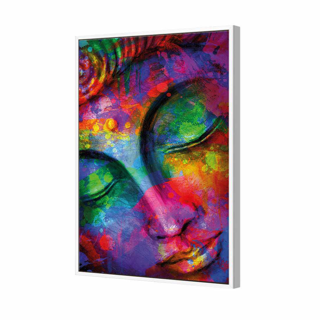 Rainbow Buddha Canvas Art-Canvas-Wall Art Designs-45x30cm-Canvas - White Frame-Wall Art Designs