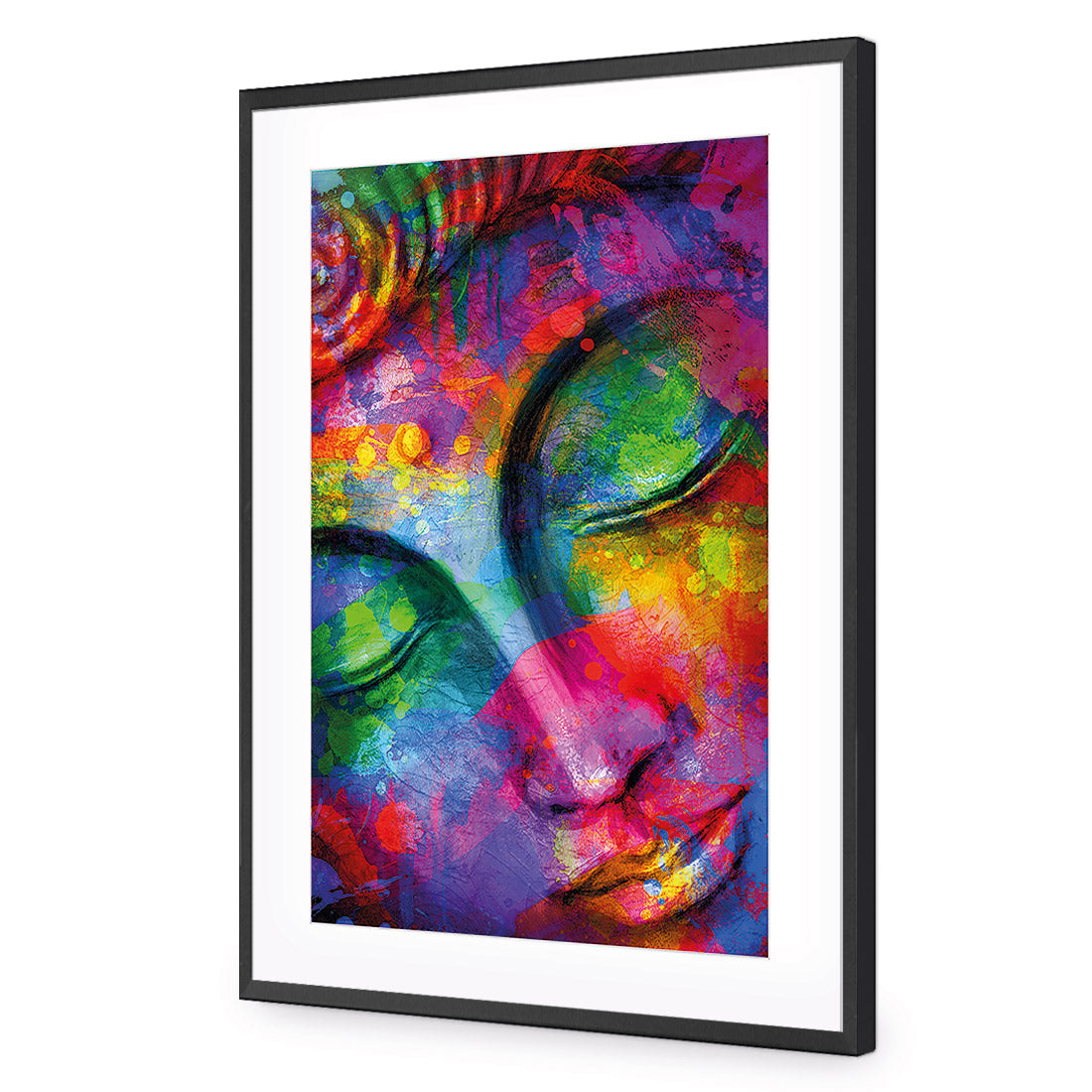 Rainbow Buddha | Standard Acrylic | Flat Frame With Border | Black
