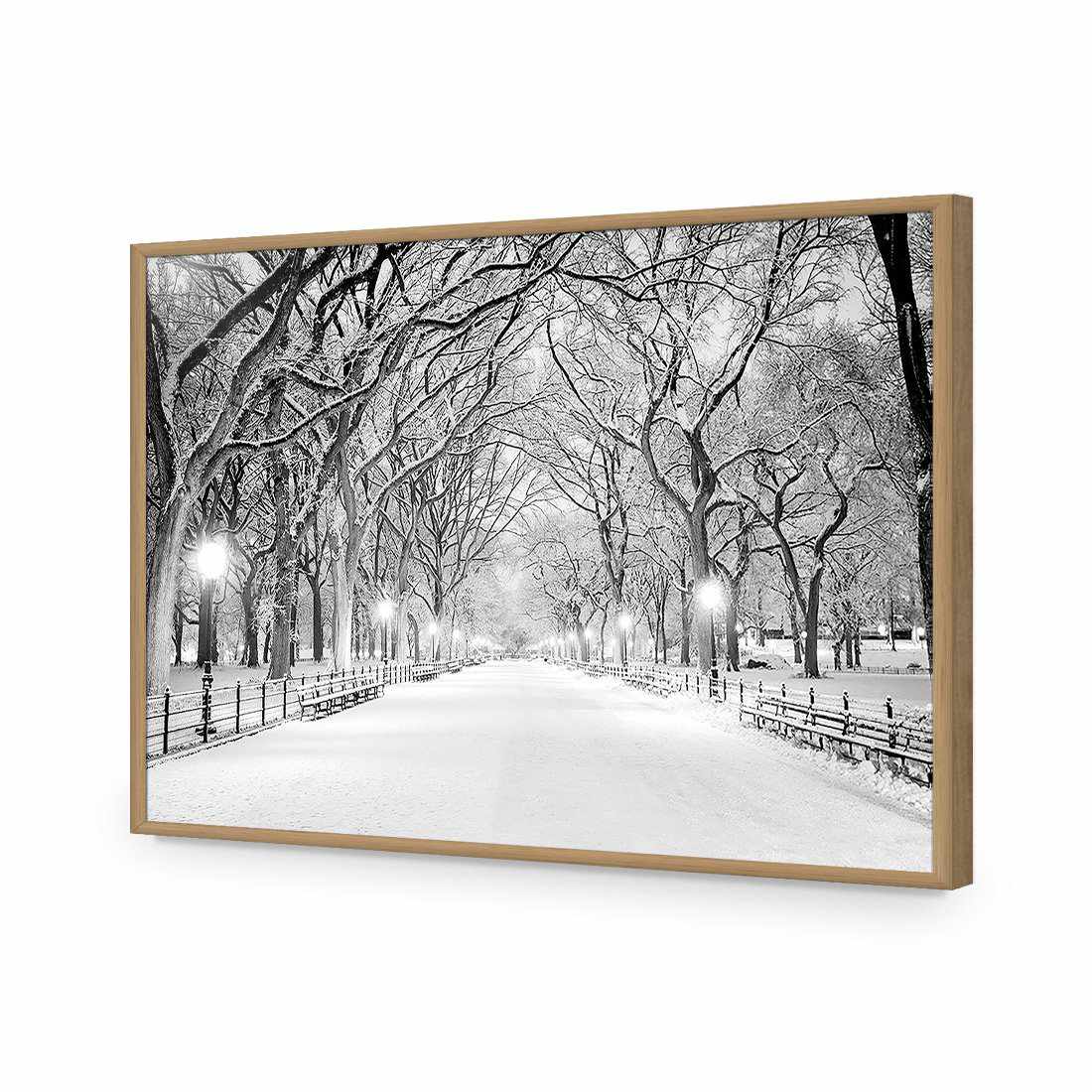 Central Park Dawn in Snow-Acrylic-Wall Art Design-Without Border-Acrylic - Oak Frame-45x30cm-Wall Art Designs