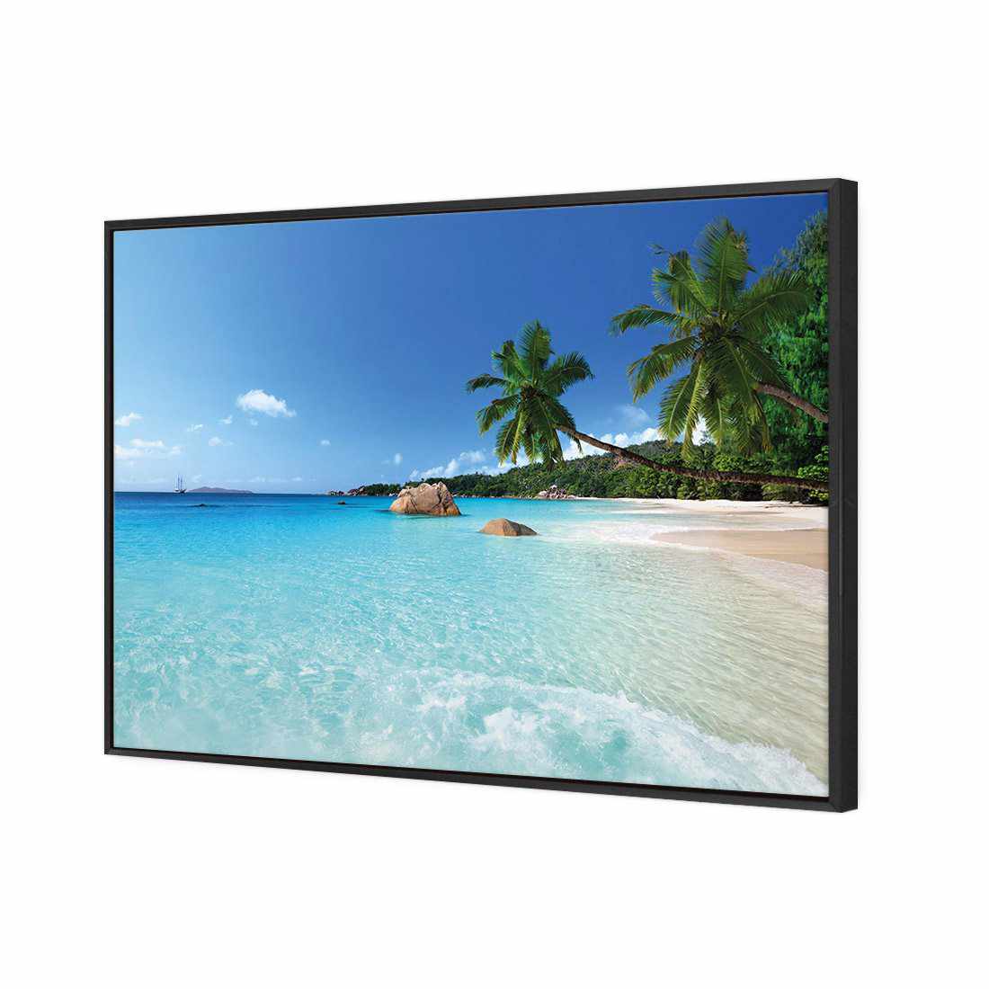 Seychelles Island | Classic Canvas | Floating Frame | Black