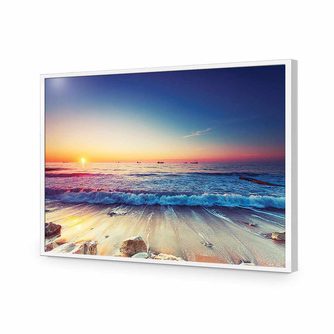 High Tide Sunset-Acrylic-Wall Art Design-Without Border-Acrylic - White Frame-45x30cm-Wall Art Designs